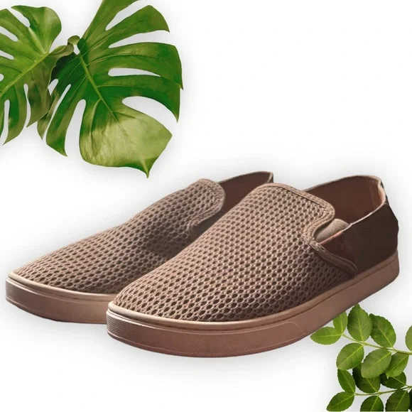 Olukai Pehuea Sneaker Slip On Flat Tapa Tan Beige Women Size 8.5 - Picture 1 of 9